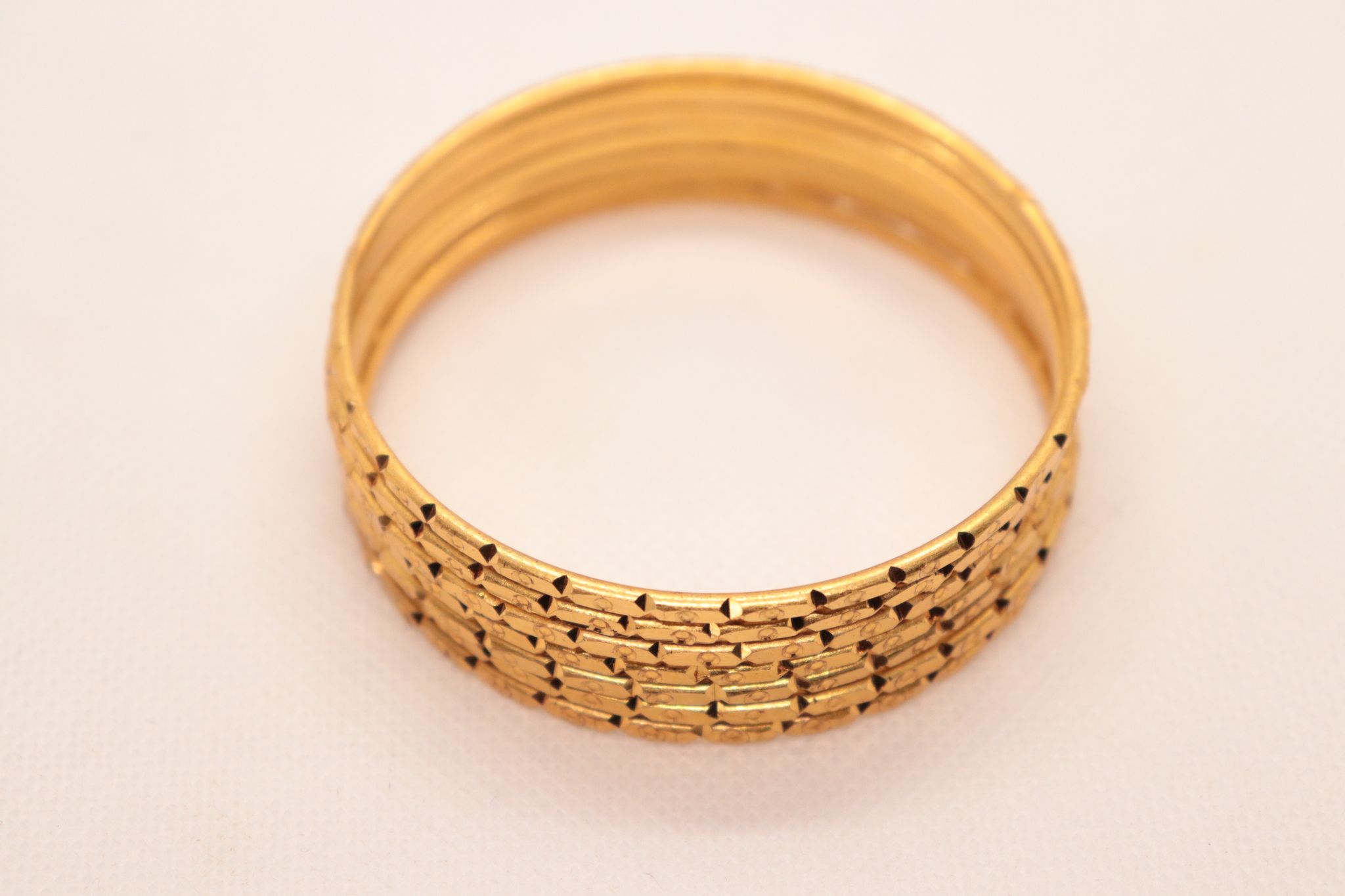 Gold Bangles Set of 4-Yellow Gold, Textured Design, Indian Jewelry