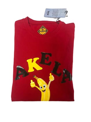 Red T-Shirt with Black and Yellow Print