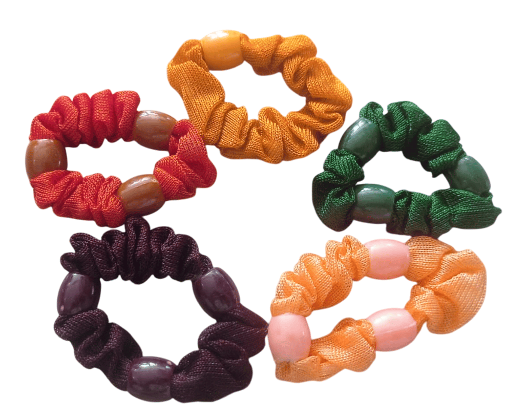 Colorful Beaded Hair Ties - Set of 5