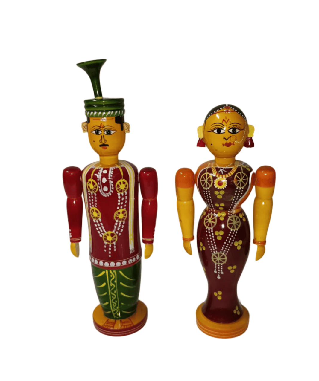 Handmade Wooden Indian Couple Figurines | Traditional Folk Art |