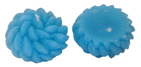 Blue Chrysanthemum Flower Candles - Set of 2