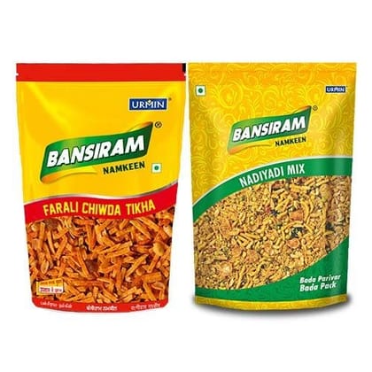 Bansiram Namkeen Farali Chiwda Tikha (350 g) & Nadiyadi Mix (400 g)