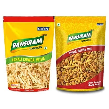 Bansiram Namkeen Farali Chiwda Mitha (350 g) & Thika Mitha Mix (400 g)