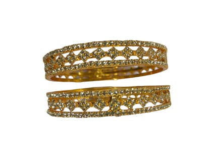 Indian Traditional Gold Plated Wedding Bangles Set of 2 Size 2.6