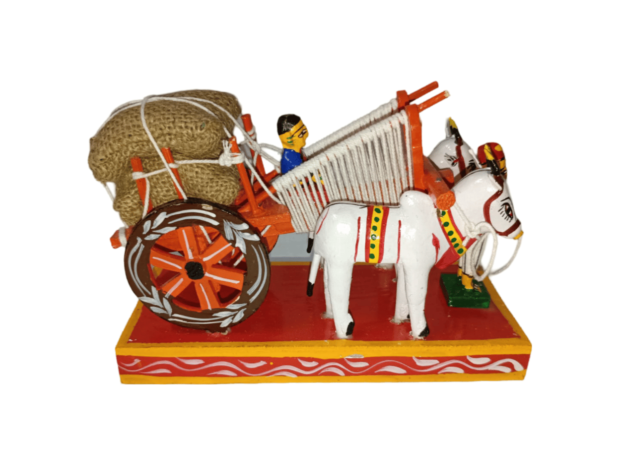 Wooden Ox Cart Showpiece for Home Decor (Small)