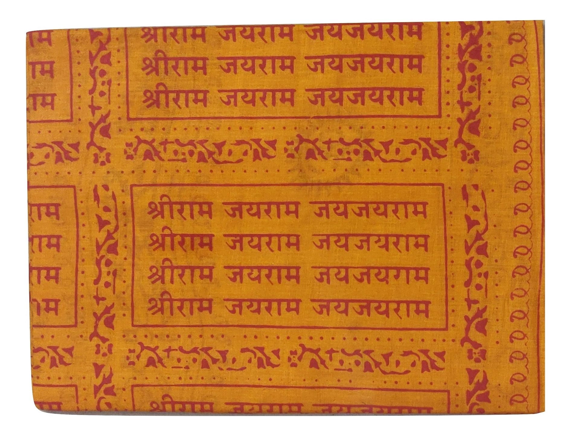 Lafabriqueind Ram-Ram & OM symbol printed Holy pooja cotton cloth, gamcha - 2 mtr, Orange color