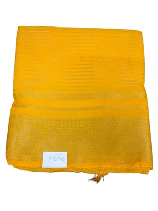  Yellow Saree with Golden Zari Border