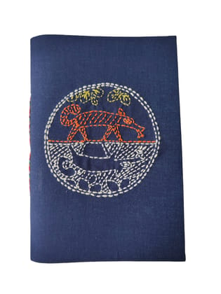 The Greedy Dog, Embroidered Fabric Diary, Khadi Paper, A5, 80 Pages