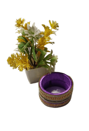 Purple Silk Thread Bangle Set with Stone Work