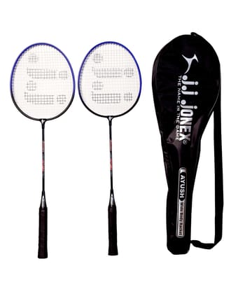 JJ JONEX Ayush Aluminum Badminton Set 2 Rackets Light Weight with Full Cover (MYC) - Multicolour