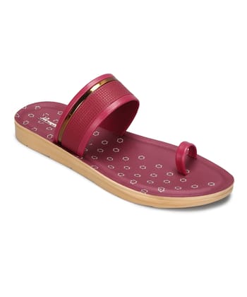 Paragon Women's Slip On Flat Maroon Sandals | Durable Dailywear Sandals