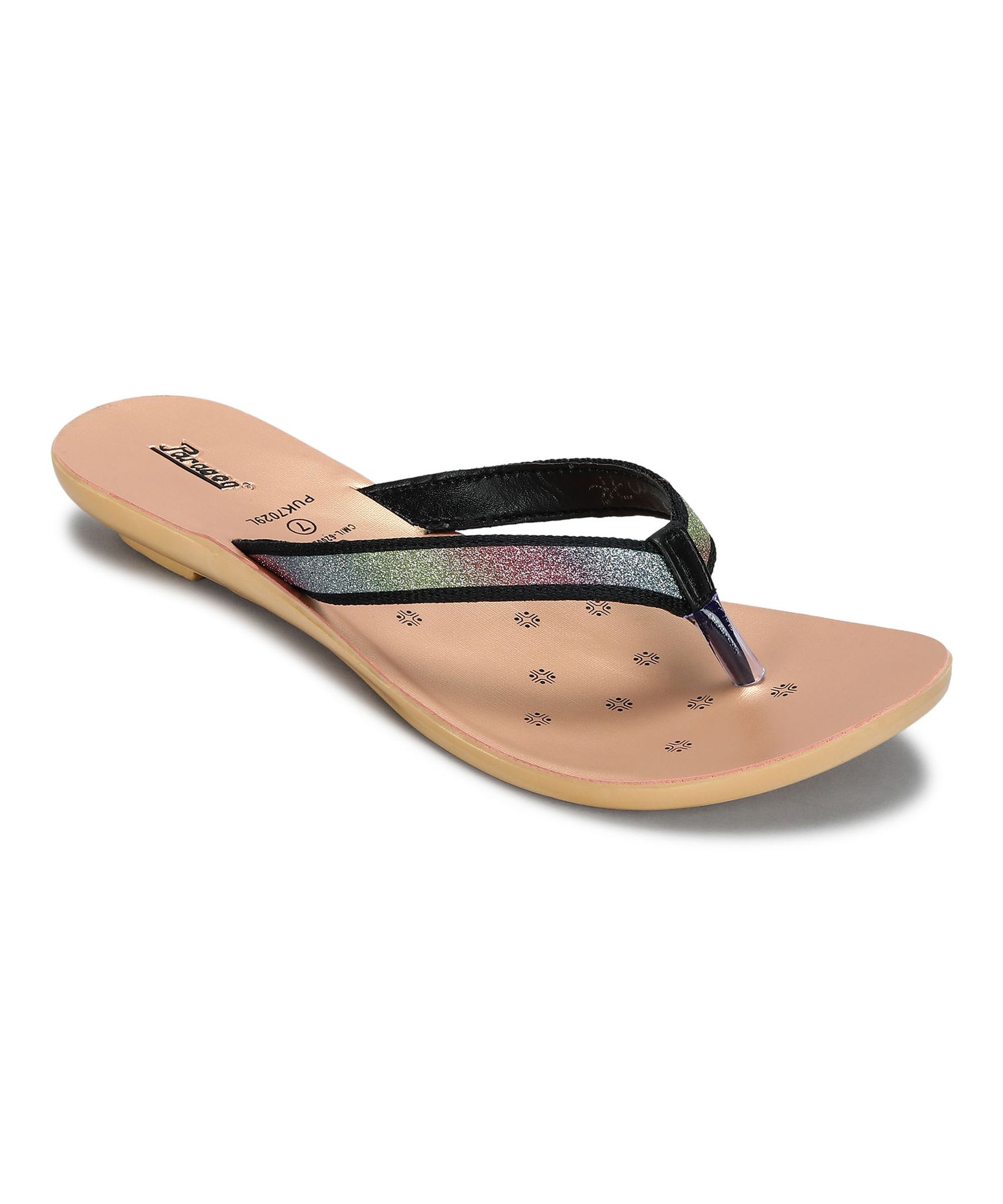 Paragon Women's Slip On Flat Black Sandals | Durable Dailywear Sandals