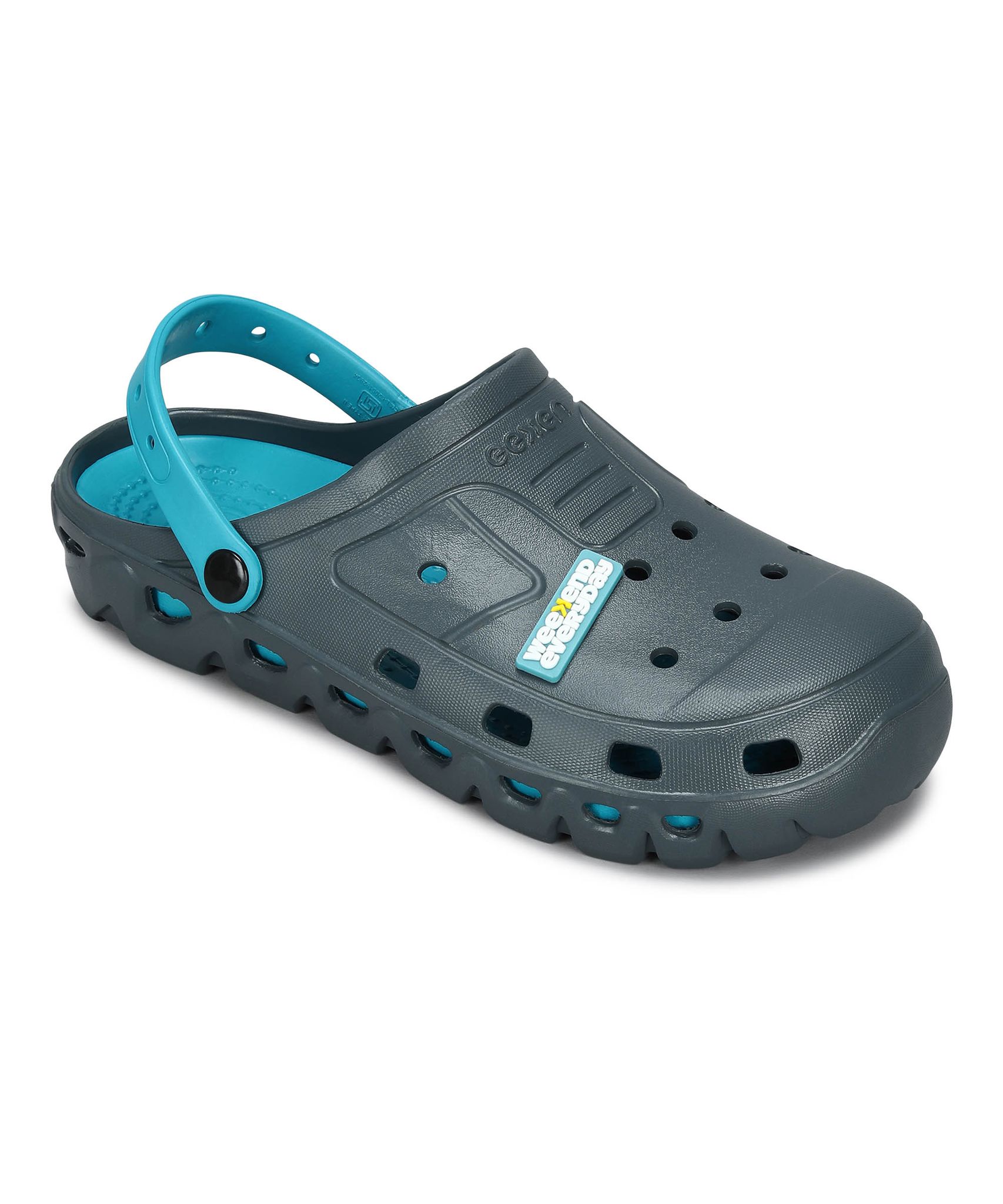 Paragon Men's Slip-on Grey-Turquoise Sandals for Men | Comfortable Sole & Durable