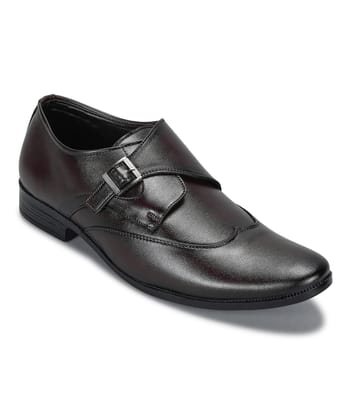 Paragon Men's Brown Formal Shoes with Buckle| Durable & Sturdy for Outdoor Wear