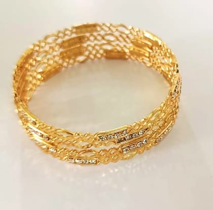  Gold Plated Bangle Set with Cubic Zirconia Stones