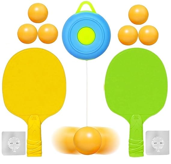 Amitasha Hanging Table Tennis Trainer Portable Ping Pong Physical Activity Toy for Kids with 2 Racket & 6 Balls Pingpong for Outdoor & Indoor Games