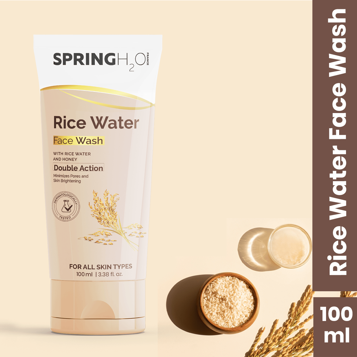 Rice Water Face Wash With Rice Water and Honey - Minimizes Pores and Skin Brightening - For All Skin Types