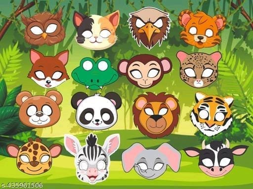 12 Animal Masks for Kids, Safari Party Supplies, Jungle Themed Birthday, Fancy Dress, Animal Masks for Children