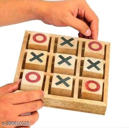 Wooden Tic Tac Toe Board Game for Kids and Adults, Strategy Game, Educational Toy, Handmade in India