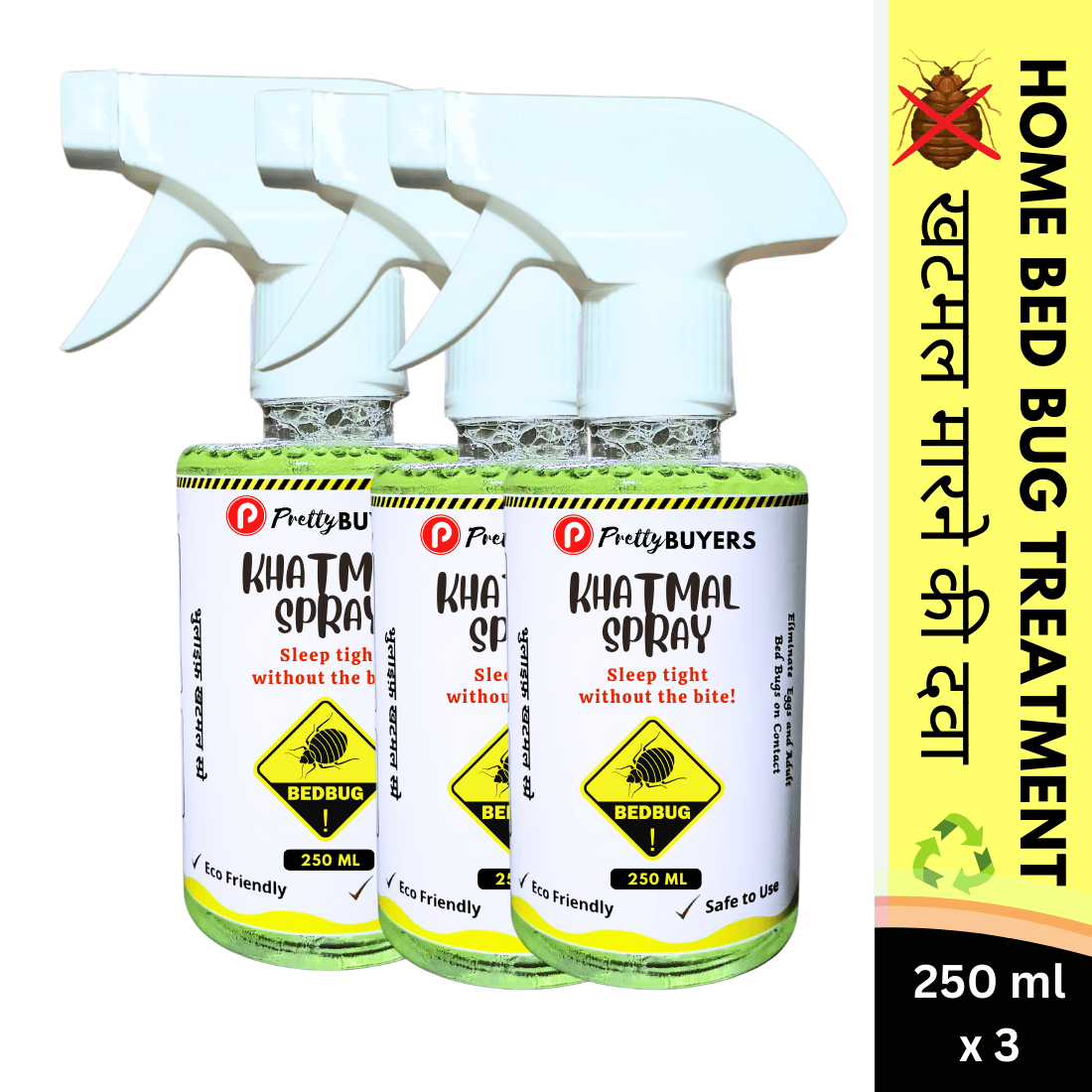 PrettyBUYERS Khatmal Spray | Bedbug Killer Spray | Khatmal Marne Ki medicine | 250MLx3