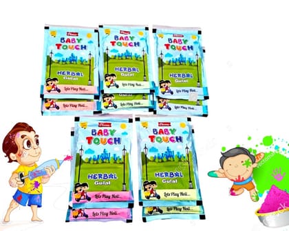 Festivblush BABY TOUCH herbal holi Gulal | Non Toxic Holi Gulal | Orange, Pink, Yellow, Blue, Green | 80g x 10 packets