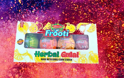 Festivblush Frooti Herbal Gulal made with edible corn starch | 100g x 4 flavours | Herbal and Safe Holi Gulal for childrens