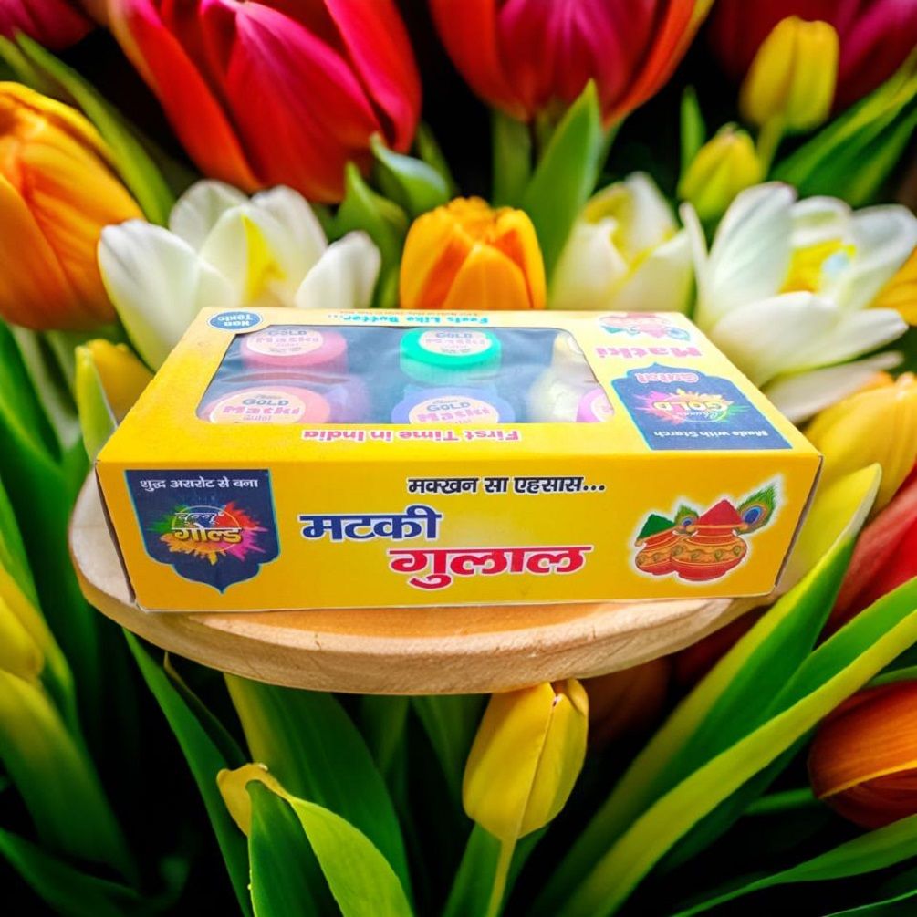 Festivblush Matki Gulal | Feels like Butter… Gulal |Red, Orangle, Green, Blue, Yellow, Pink | 100g x 6 Pat Matki