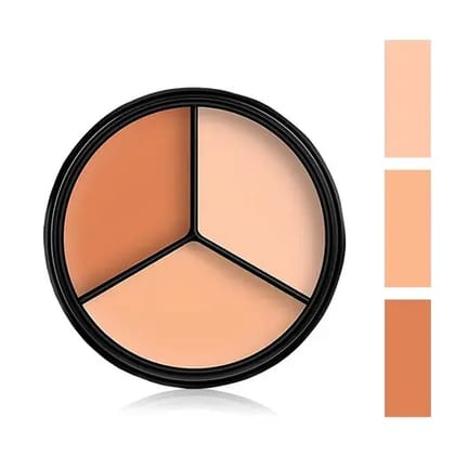 3-Color Concealer Palette - Face Conceal Correct Cream Contour Makeup Palette for Mature Light Medium Skin Color, Natural Finish - Full Coverage - Long Lasting - For All Skin Types