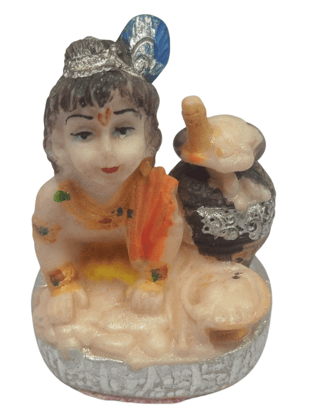 Small Sitting Resin Krishna Statue Playing Flute