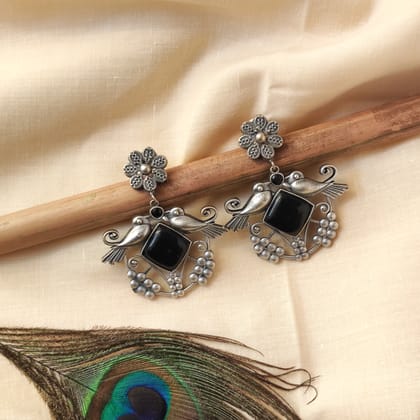 New Silver Look Alike Oxidised Chandbali Earrings For Women Ethnic Fashion