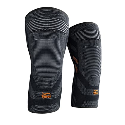 Tynor Knee Cap Air Pro, Black & Orange, Pack of 2