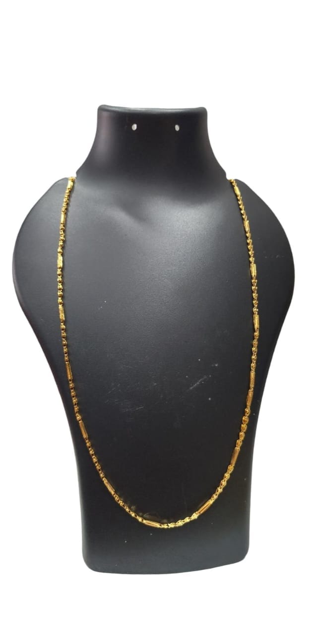 Yellow Gold Plated Traditional Indian Chain for Men and Women - 24 Inches