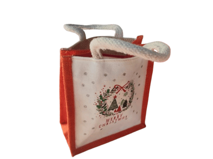 Merry Christmas Jute Tote Bag