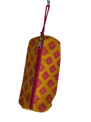 Handmade Jute Pencil Pouch with Zipper Closure and Traditional Indian Paisley Print