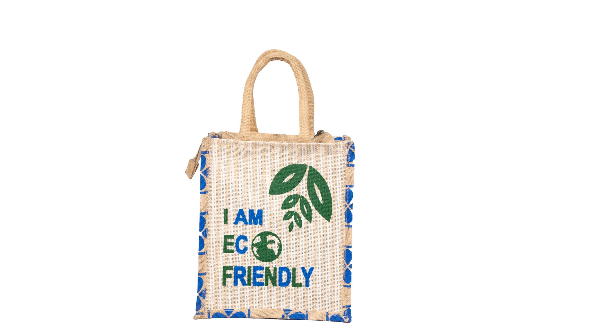 Eco-Friendly Jute Tote Bag with Zipper and Reinforced Stitching