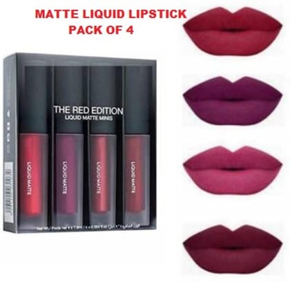  The Red Edition Matte Liquid Lipstick Set - Pack of 4