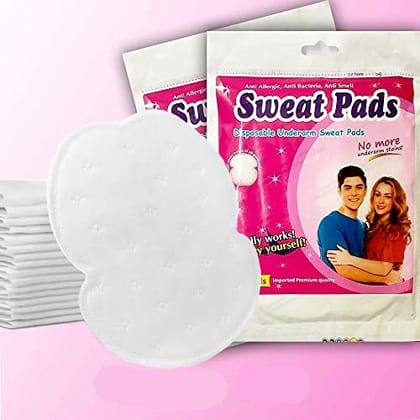 Sweat Pads Highly Absorbent Sweat Pads Cotton Anti-Allergic, Anti-Bacteria, Anti-Smell Disposable Underarm Sweat Pads For Women Blouse Underarm - 10 Pads each pack (Pack of 2)