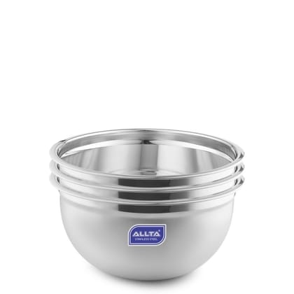 ALLTA Export Quality Heavy Gauge Stainless Steel German Bowl 22cm|Set of 3 Pcs - 3000 ML Each | Salad Bowl | Mixing Bowl | Extra Deep