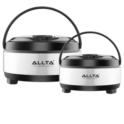 ALLTA Harmony Casserole 1.6 Litres & 2.5 Litres Combo Pack | Set of 2 Pcs | Stainless Steel Double Wall Insulated Roti Dabba | Hotpot | Hot & Cold | Odourless | Airtight