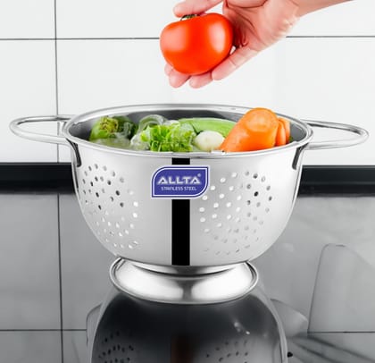 ALLTA Stainless Steel Multipurpose Colander, Strainer, Sieves 22CM with Handle and Pudding