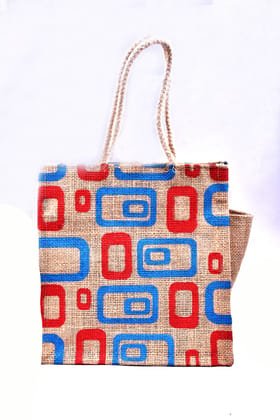 Stylish and Eco-Friendly Jute Tote Bag with Geometric Print