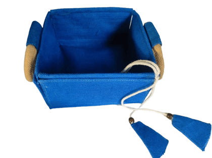  Blue Jute Basket with Handles