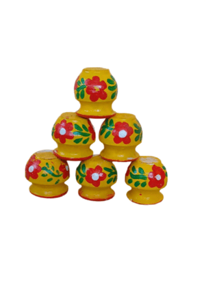  Hand-painted Wooden Pot Set for Home Decor and Gifting (Set of 6)