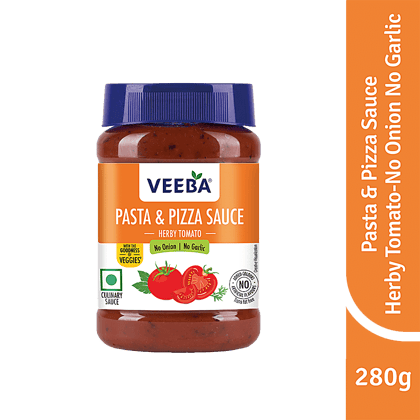 Veeba Pasta & Pizza Sauce, No Onion & No Garlic, 280 G Pet Jar