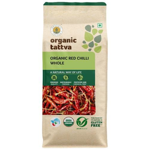 Organic Tattva Red Chilli, Whole, 100 G Pouch