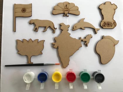 The brown box National Symbol Of India For Kids,Early Learning Material For Preschool,Wooden Toys,Educational Toy,Learning Kit,Colouring Kit,Republic Day Activity For Kids.