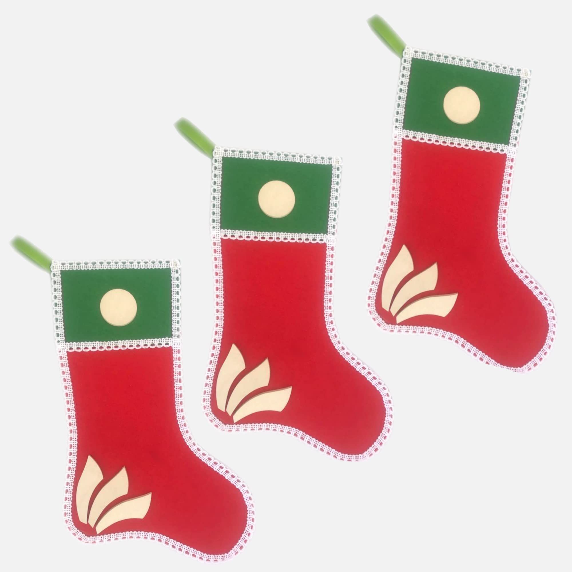 The Brown Box-Set of 3 Christmas Stockings/Socks, 28x18cm or 11x7 inch,Christmas Decoration Item,Christmas Ornaments,Christmas Gift Stuffers