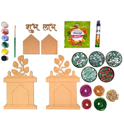 THE BROWN BOX:Shubh Labh Making kit,Lippan Art kit,Mud Mirror Work kit,Diwali Decor Kit,Craft kit for Adults,DIY kit,Art and Craft kit.