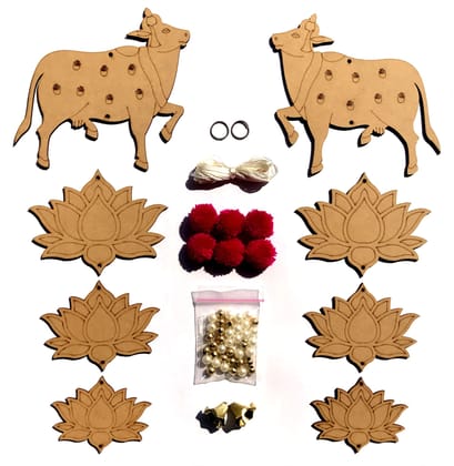 The Brown Box� Pichwai Painting MDF Cutouts,Pichwai Cow Cutouts,Art and Craft kit for Adults,Lotus Cutouts,Hobby kit,Wall Hanging Decor.