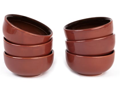 Deep Red Porcelain Small Dinner Bowls - Dishwasher and Microwave Safe  Set of 6